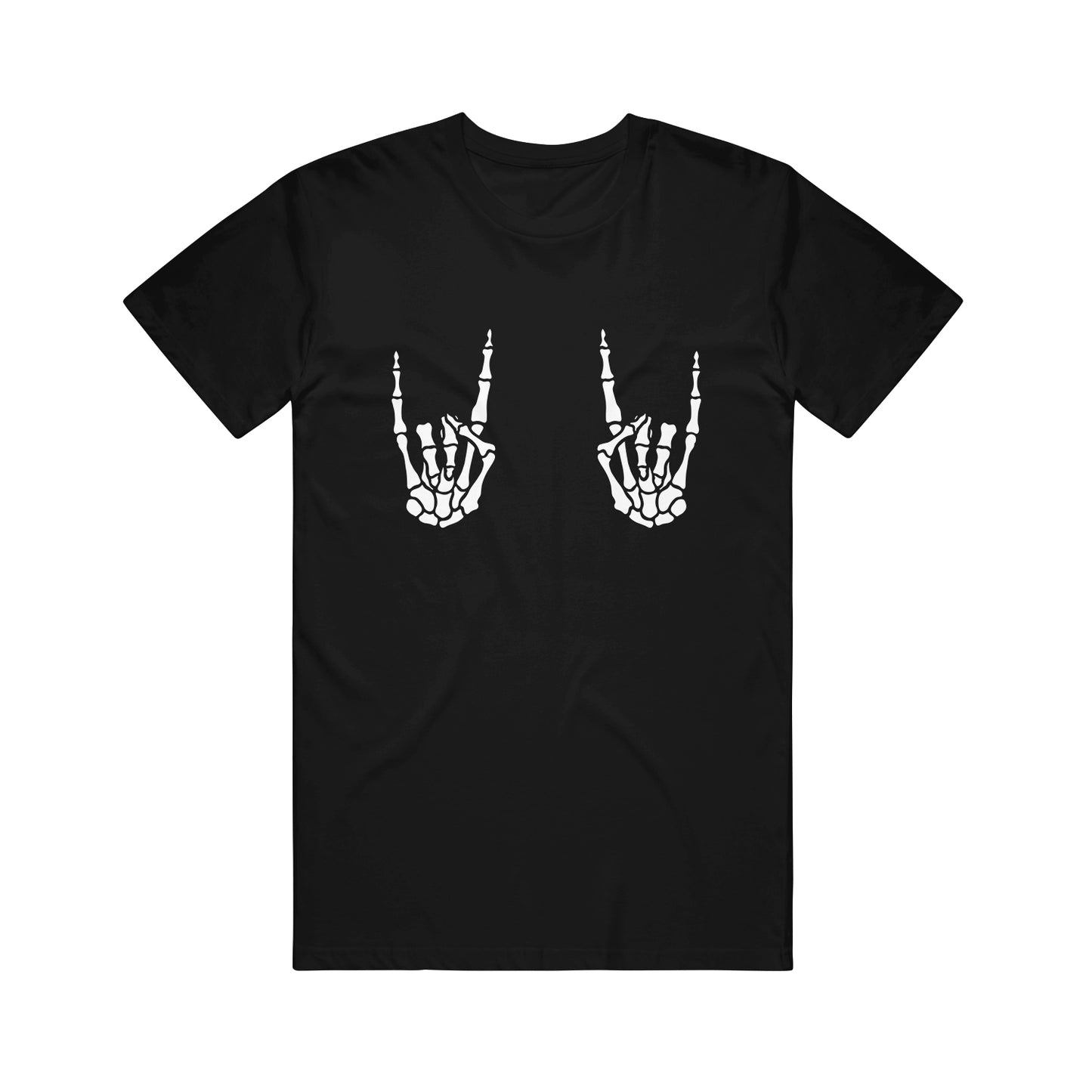 Skeleton Rock Hands Black T-Shirt