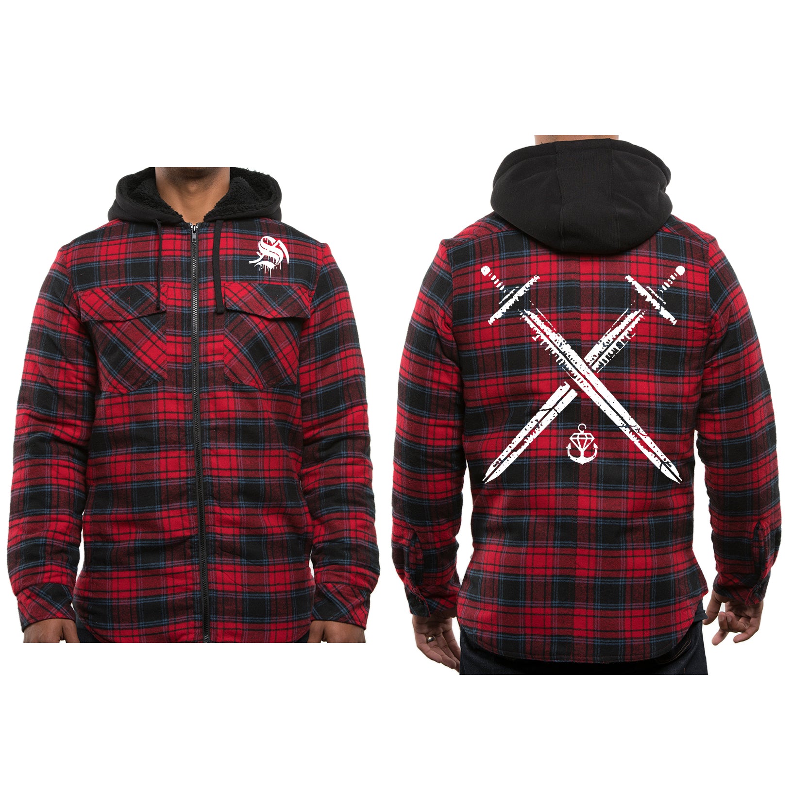 Red flannel with online black hoodie