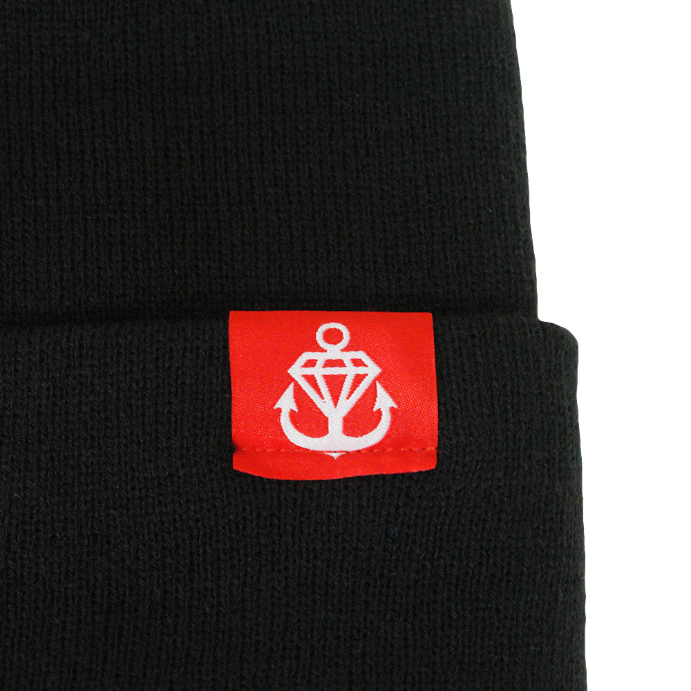 Logo Hem Tag Black Flip-Up Beanie