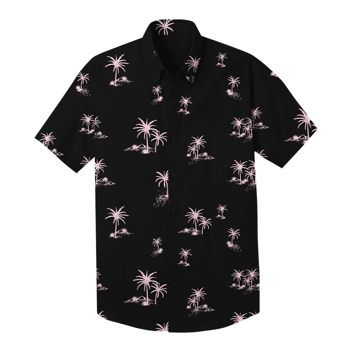 Pink Palm Trees Black Hawaiian Style Shirt – Stay Sick Clothing