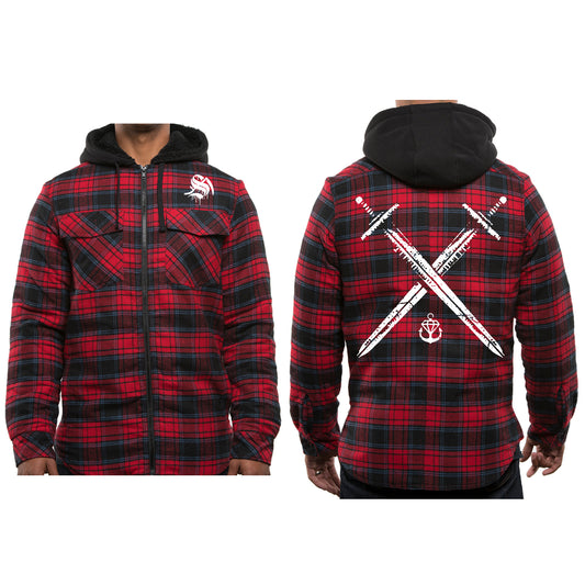 Swords Red Hooded Flannel