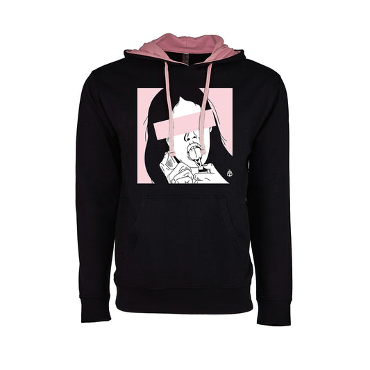 Megan Light Pink/Black Contrast Pullover