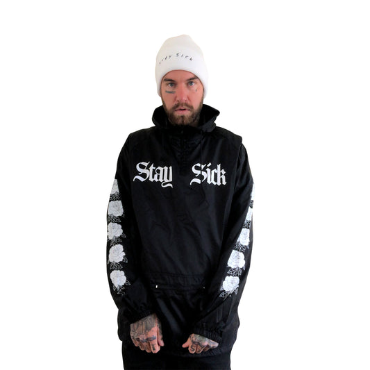 Rose Black Pullover Windbreaker